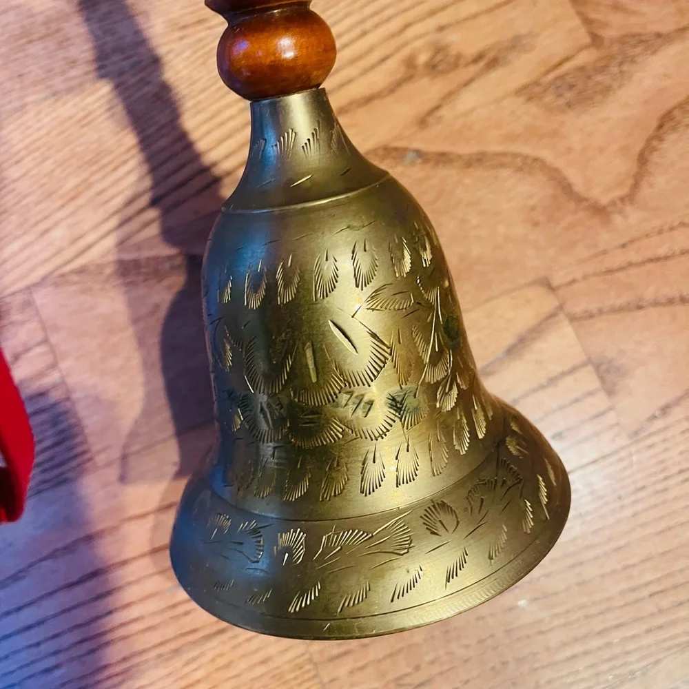 MSR 11” large brass bell with a wood handle Vintage